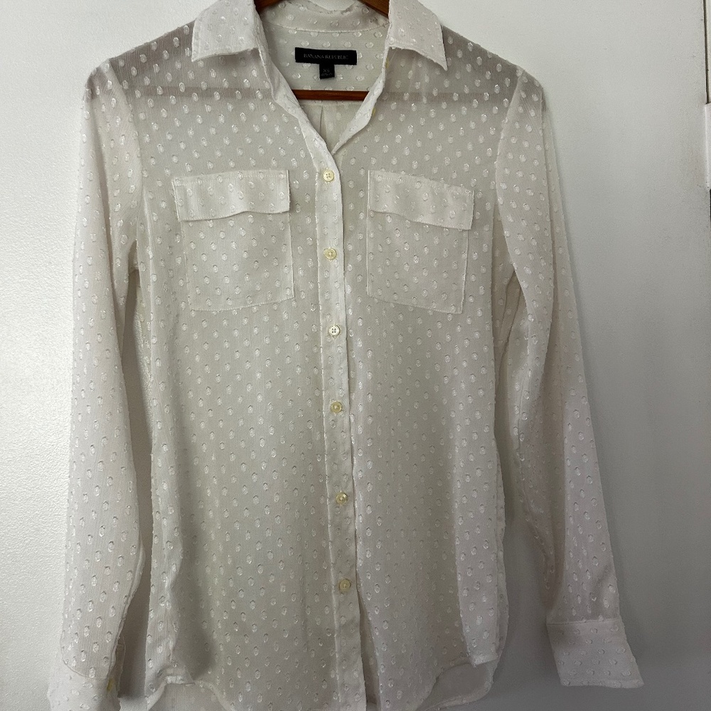 Banana Republic Sheer Ivory Button Down